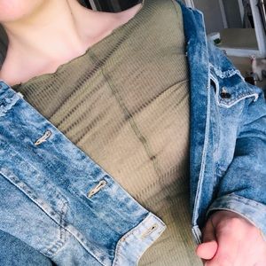 Sheer, tight fit olive green top